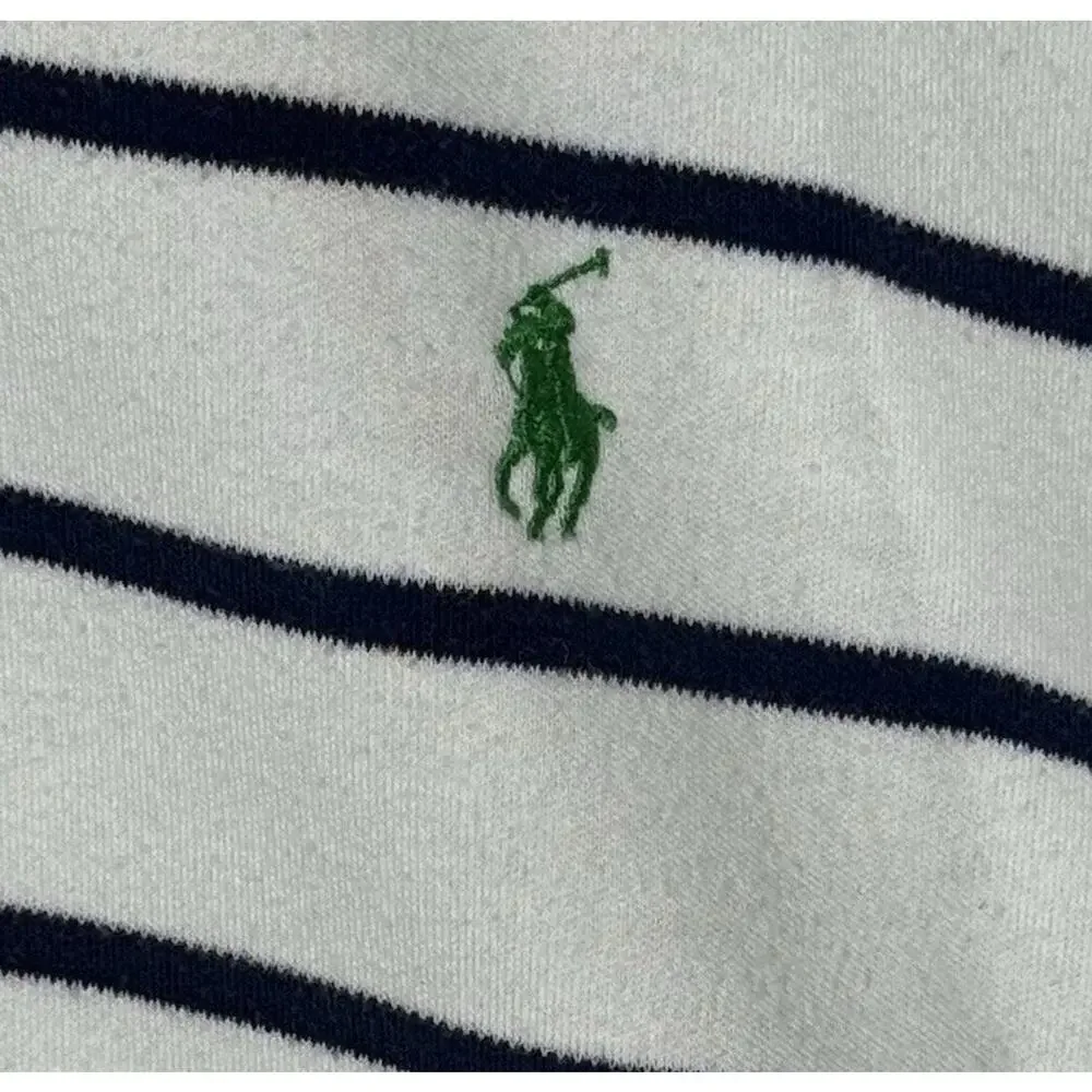 Polo Ralph Lauren White Blue Striped Short Sleeve Polo Shirt - Men's Size XL